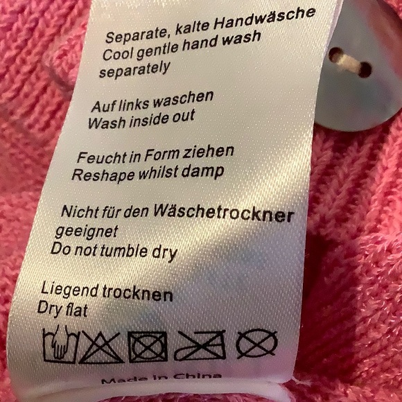 ZHRILL Women’s Linen Blend Cropped Pink Oversized Valentines Cardigan Sweater XS - Picture 9 of 9